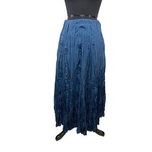 Two Star Dog Womens Maxi Skirt Blue Size S Silk Cotton Lined Crinkle Textured